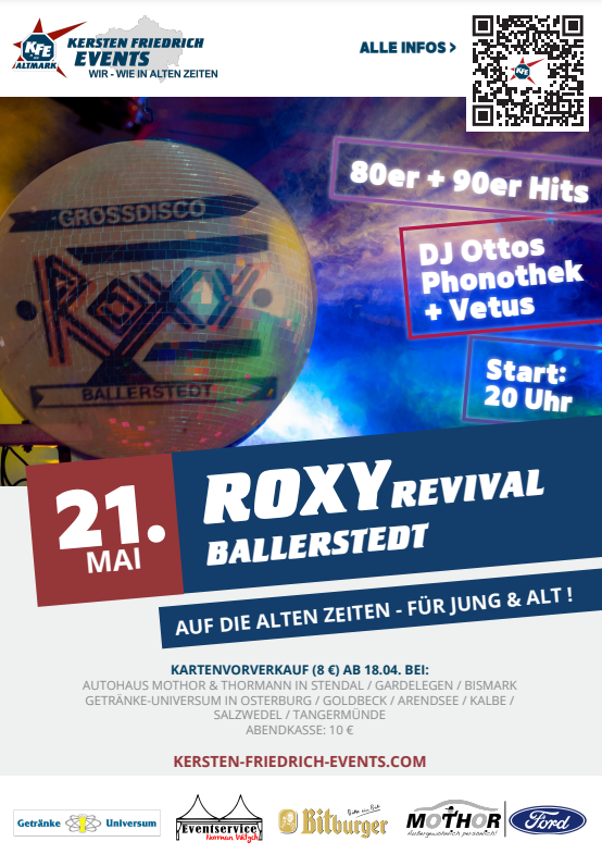 Kartenvorverkauf fürs Roxy Revival  ab 18.04.2022 erhältlich